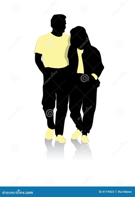 Couple Silhouette Walking Stock Vector Illustration Of Drawing 4119422