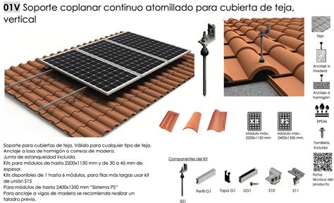 Estructura Soporte Placas Solares Para Cubierta De Teja Con Varilla 01V