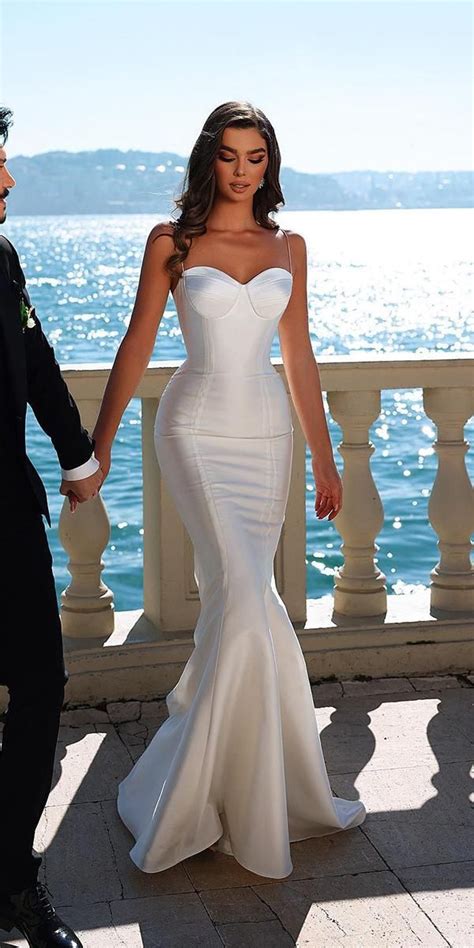 Satin Mermaid Wedding Dress Classy Wedding Dress Fancy Wedding