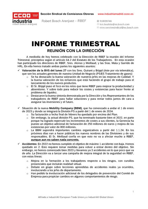 INFORME TRIMESTRAL Bosch