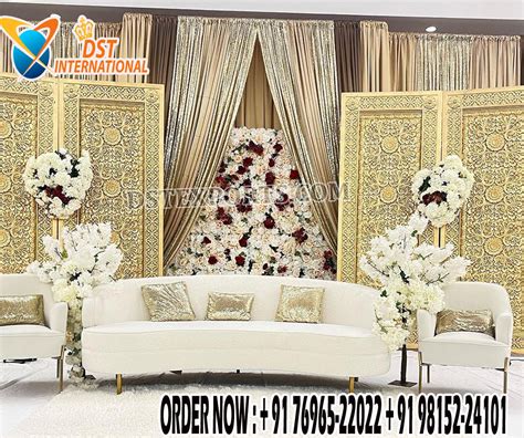 Gorgeous Golden Backdrop Frames For Wedding Stage Dst International