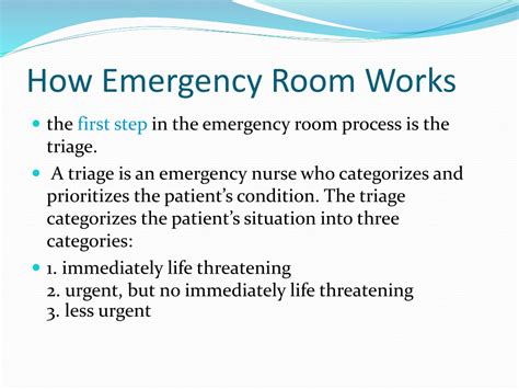 Ppt How Emergency Room Works Powerpoint Presentation Free Download Id 10229319