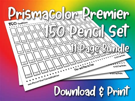 Prismacolor Premier Swatch Chart Bundle Diy Colored Pencil Charts