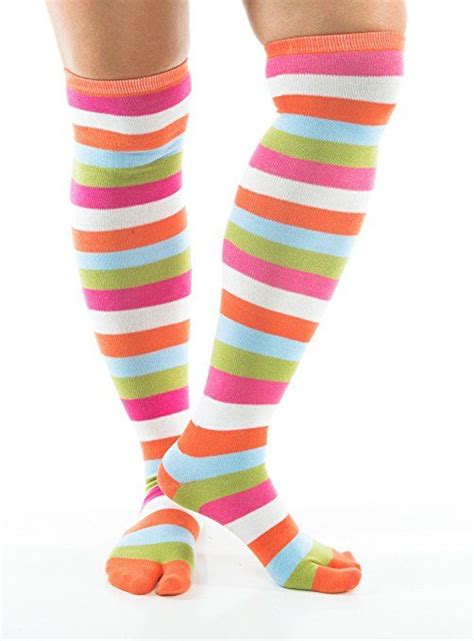 Pairs V Toe Flip Flop Tabi Socks Black Over The Knee Toe Socks