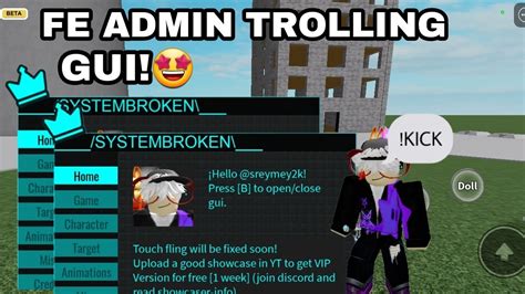 OP Roblox Fe Admin Trolling Gui Kick Ban Script Hydrogen Fluxus