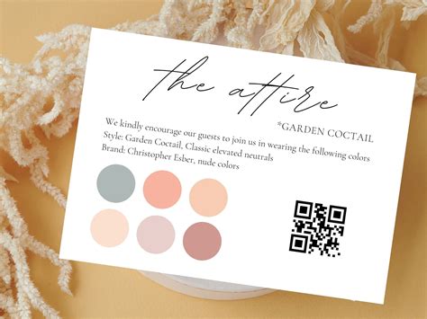 Canva QR Attire Card Guest Dresscode Editable Wedding Color Info