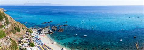 Panorama Of Azure Beach At Capo Vaticano Calabria Italy Stock Photo