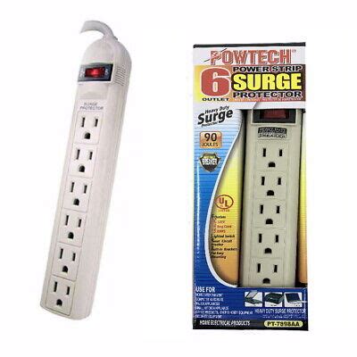 6 Outlet Surge Protector Power Strip UL Listed Heavy Duty Home/Office 2 ...