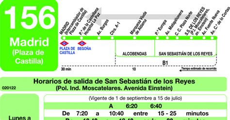Horarios de autobús 156: Madrid (Plaza Castilla) - San Sebastián de los ...