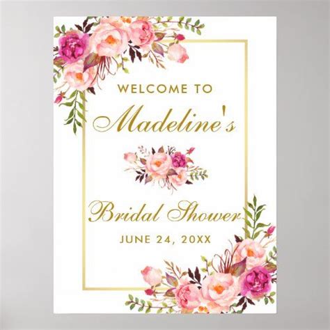 Blush Pink Floral Gold Sparkles Bridal Shower Invitation Zazzle Artofit