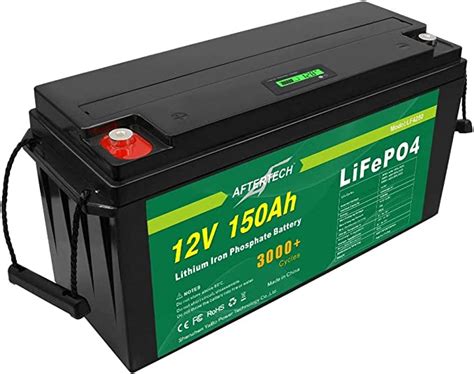 AFTERTECH Lifepo4 12 V 150 Ah Wiederaufladbarer Lithium Eisen Phosphat