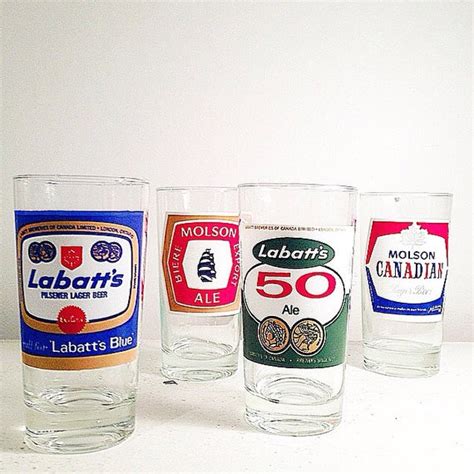 4 Canadian Beer Glasses Molson Labbatt S