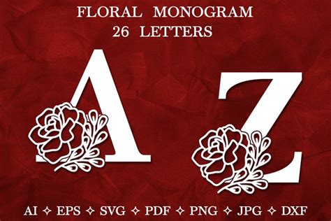 Floral Alphabet Svg Floral Monogram Svg Flower Letter Svg