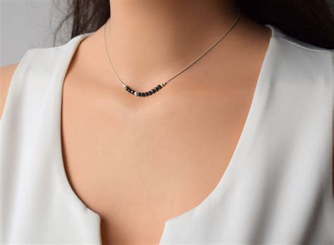 Dainty Silver Necklace Silver Dainty Necklace Hematite Etsy