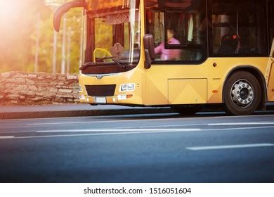 Bus Moving On Road City Early Stock Photo Edit Now