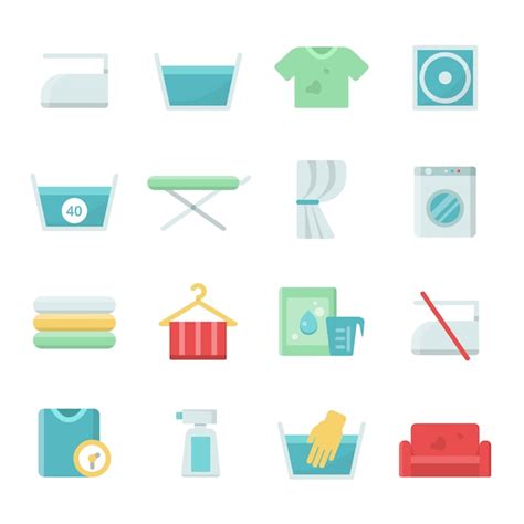 Premium Vector Laundry Icon Set For Laundry And Washing