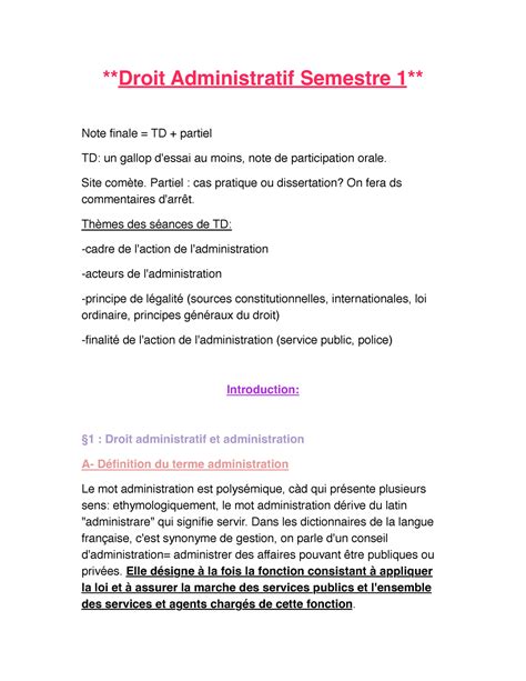 Droit Administratif Semestre Cm Droit Administratif Semestre Note