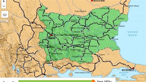 АКТИВНА ИСТОРИЧЕСКА КАРТА Железопътни линии 1860-1974 г. - Transportal.BG