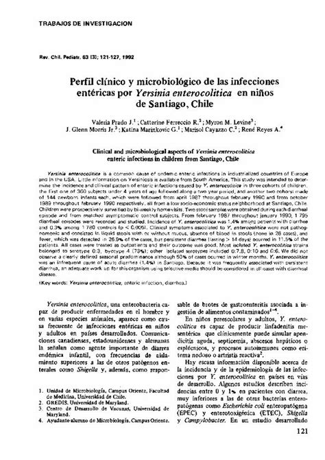 Pdf Perfil Clinico Y Microbio Gico De Las Infecciones Yersinia