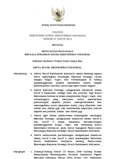 SALINAN PERATURAN KONSIL KEDOKTERAN INDONESIA NOMOR 27 TAHUN 2014