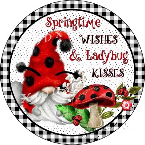 Nichpedr Retro Round Sign Ladybug Home Sweet Home Wreath