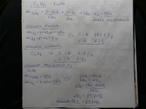 Oblicz masę cząsteczki stosunek masowy liczbowy procent masowy C w