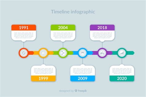 Plantilla De Infografía Moderna Línea De Tiempo Colorido Vector Gratis