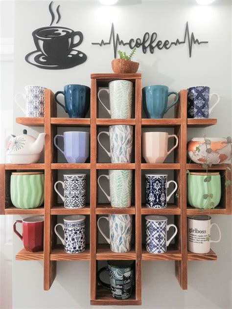 Special Shape Wooden Shelf Coffee Tea Mug Storage Wall - Etsy