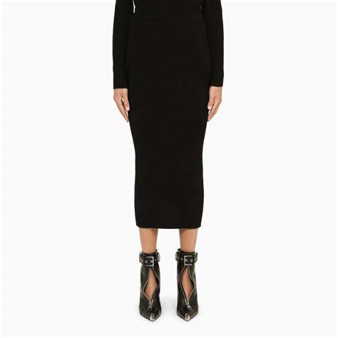 Buy Alexander Mcqueen Ribbed Pencil Skirt Black At 33 Off Editorialist