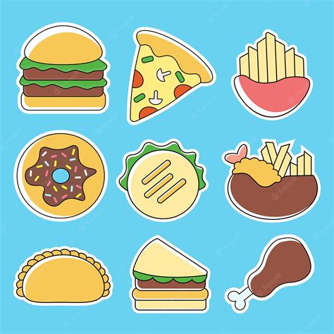 Premium Vector Set Of Fast Food Collection Like Egg Pizza Donut Burger Fried Chicken Etc