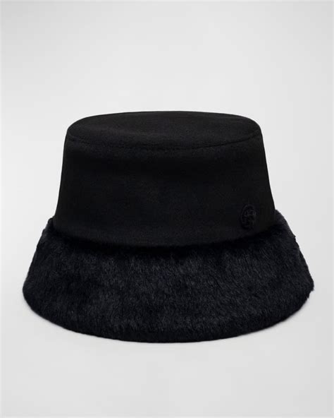 Ruslan Baginskiy Wool Faux Fur Bucket Hat Neiman Marcus