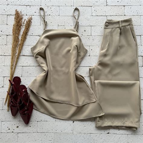 Conjunto Alfaiataria Regata Assim Trica E Cal A Pantalona Nude Dondoca Moda Feminina