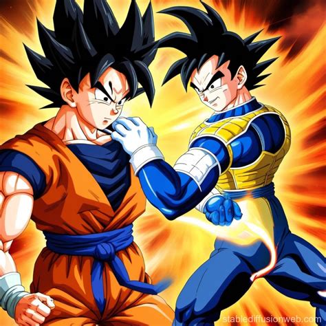 Goku vs Vegeta Anime Showdown | Stable Diffusion Online