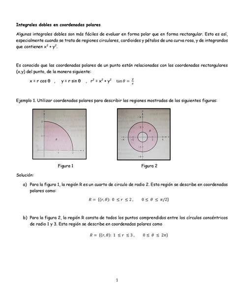 Tema 4 Cambio De Variables Coordenadas Polares Integrales Dobles En