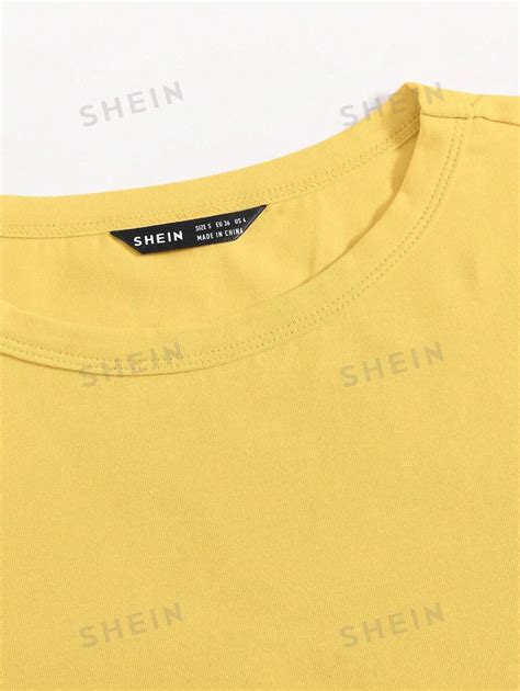 Shein Ezwear Solid Form Fitted Crop Tee Shein Usa