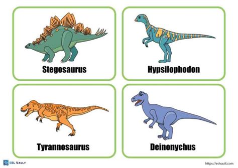 24 Free Printable Dinosaur Flashcards Esl Vault