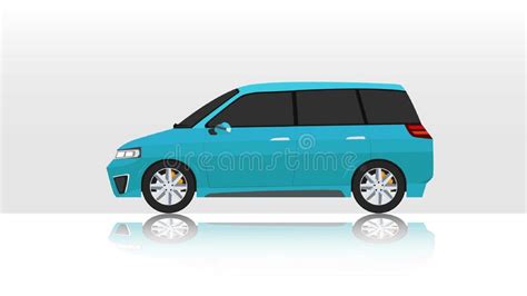 Concept Vector Illustration Of Detailed Side Of A Flat Van Car Blue