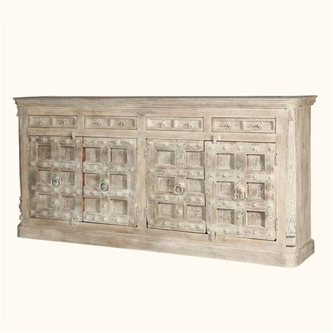 Pomeroy Rustic Solid Wood 4 Drawer Large Sideboard Cabinet | Wooden ...