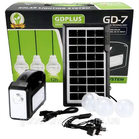 Портативная Солнечная Станция 9 Вт, 4000 МАч с 3 LED Лампочками GDLite ...