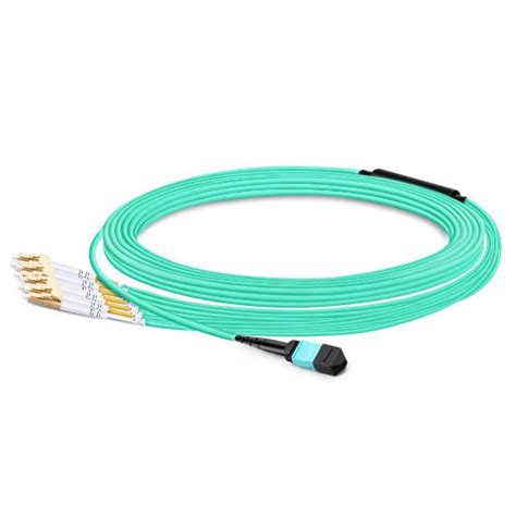 5m 16ft Mtp Female To 4 Lc Upc Duplex Om3 50 125 Multimode Fiber Breakout Cable 8 Fibers