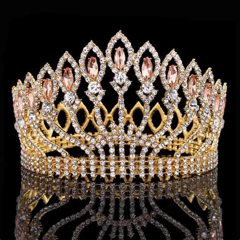 New Luxury Sparkling Crystal Baroque Queen King Wedding Tiara Crown