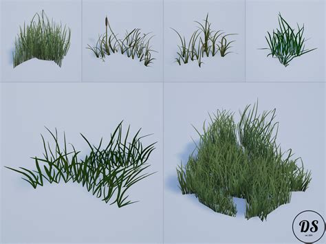 3d Model Realistic Grass 1 Vr Ar Low Poly Fbx