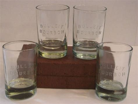 Bulleit Bourbon Frontier Whiskey Oval 4pc Lot Shot Bar Liquor Glass