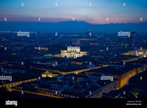 Italy Piedmont Turin Night View From Mole Antonelliana Stock Photo Alamy