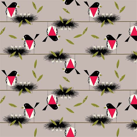 Charley Harper For Birch Organic Fabrics Bird Architects Rose