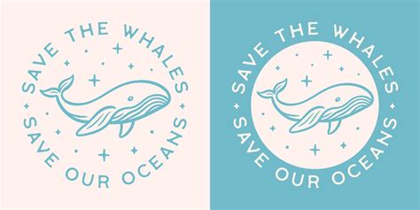 Save The Whales Save Our Oceans Round Badge Sticker Shirt Design Cute