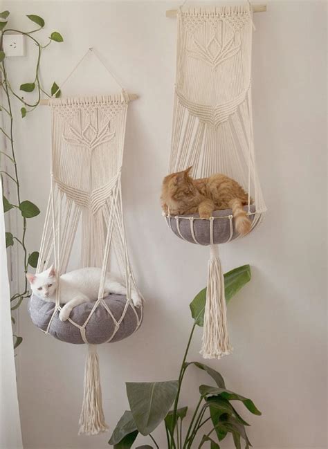 Hanging Macrame Cat Hammock Reinvents What A Cat Bed Should Be