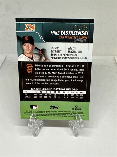 Topps Stadium Club Chrome Mike Yastrzemski Blue Refractor