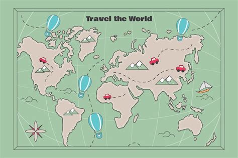 Globo Terrestre Num Desenho Contínuo Mapa Mundial Redondo Em Estilo