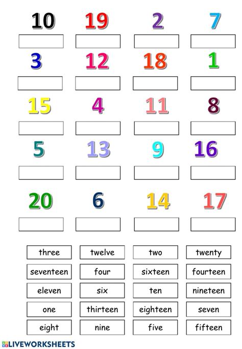 Number Names 1 To 20 Worksheets